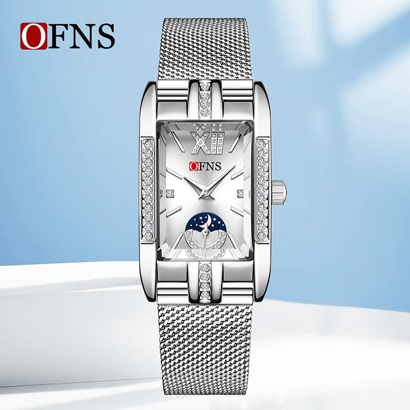Fashion Ofns 1633 Elegant Ladies Quartz Wristwatch Water Resistant Mesh Bracelet Casual Business Watches For Woman Reloj Mujer
