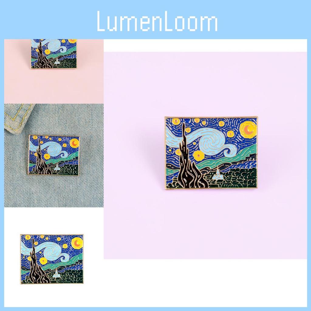 Stunning Van Gogh Starry Night Brooch Unique Geometric Design For Men And Women