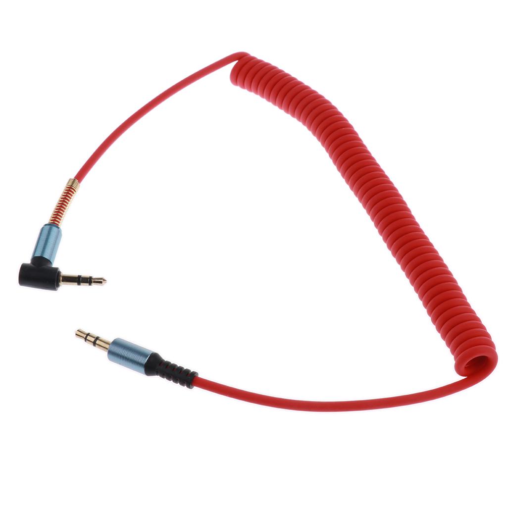 Buy 2 Pieces 3.5mm (1/8") MM Coiled Audio Cable Wire Headphone Black+Red at affordable prices