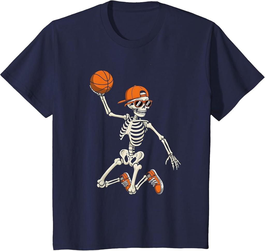 Cool Skeleton Basketball T Shirt Funny Dunk Graphic Tee Sports Lover Gift