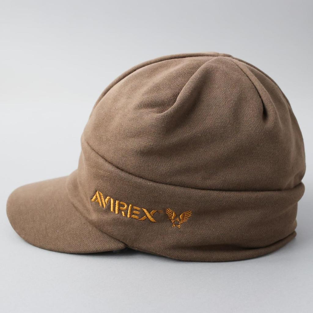 AVIREX Sweat Knit Cap with Newsboy Work Military Watch Brown Men's Brim, Cap, Cap, Style, Golf, Cap, glt-av019,