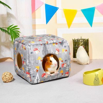 Cozy Washable Guinea Pig Hideout with Cushion Large Size Small Pet Bed Non-slip Breathable Chinchilla Hamster House Hedgehog
