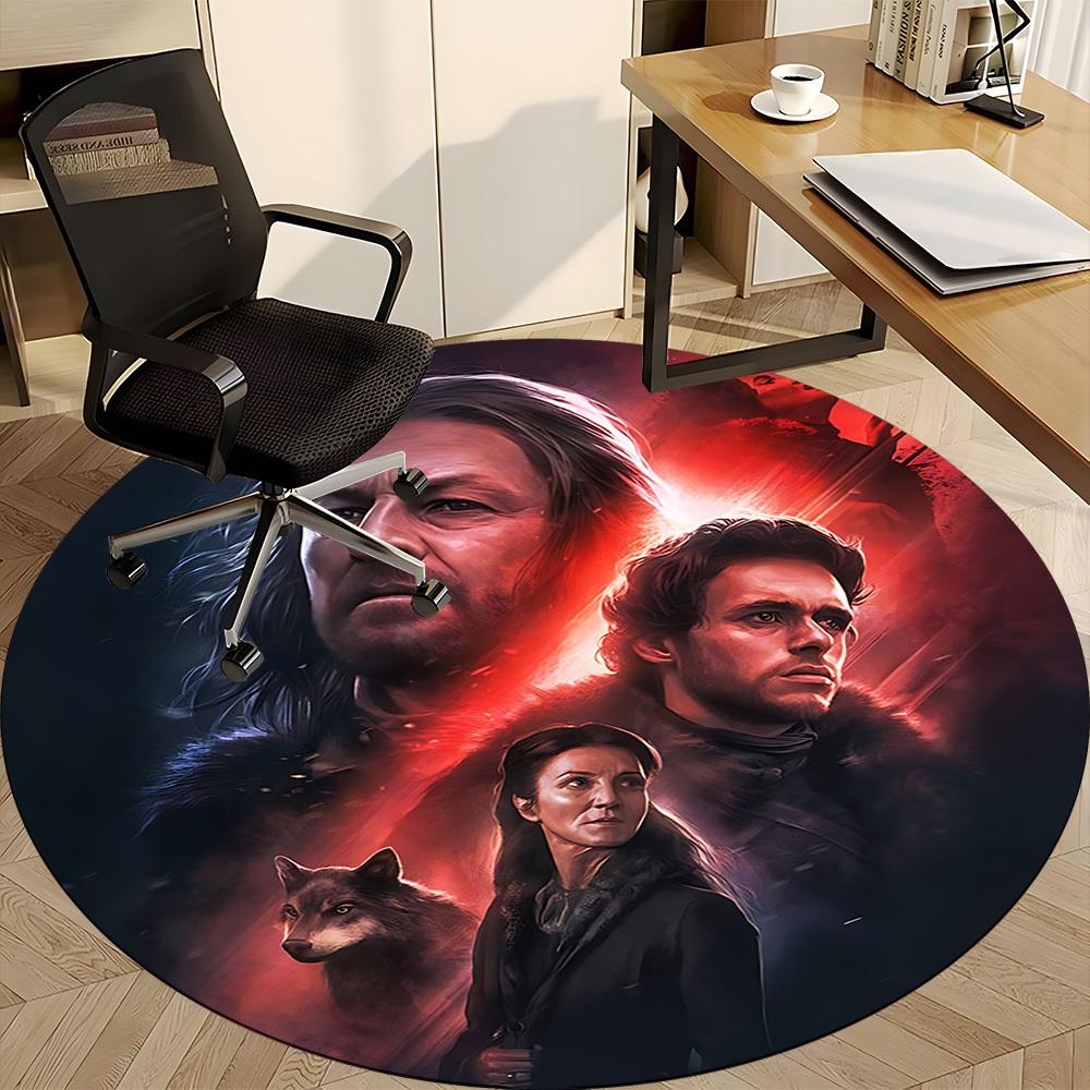 1PC Game of Warriors Office Round Rug, Non-slip, Soft and Durable Office Rug for Interior Decoration, Perfect for Office, Beautiful Decoration