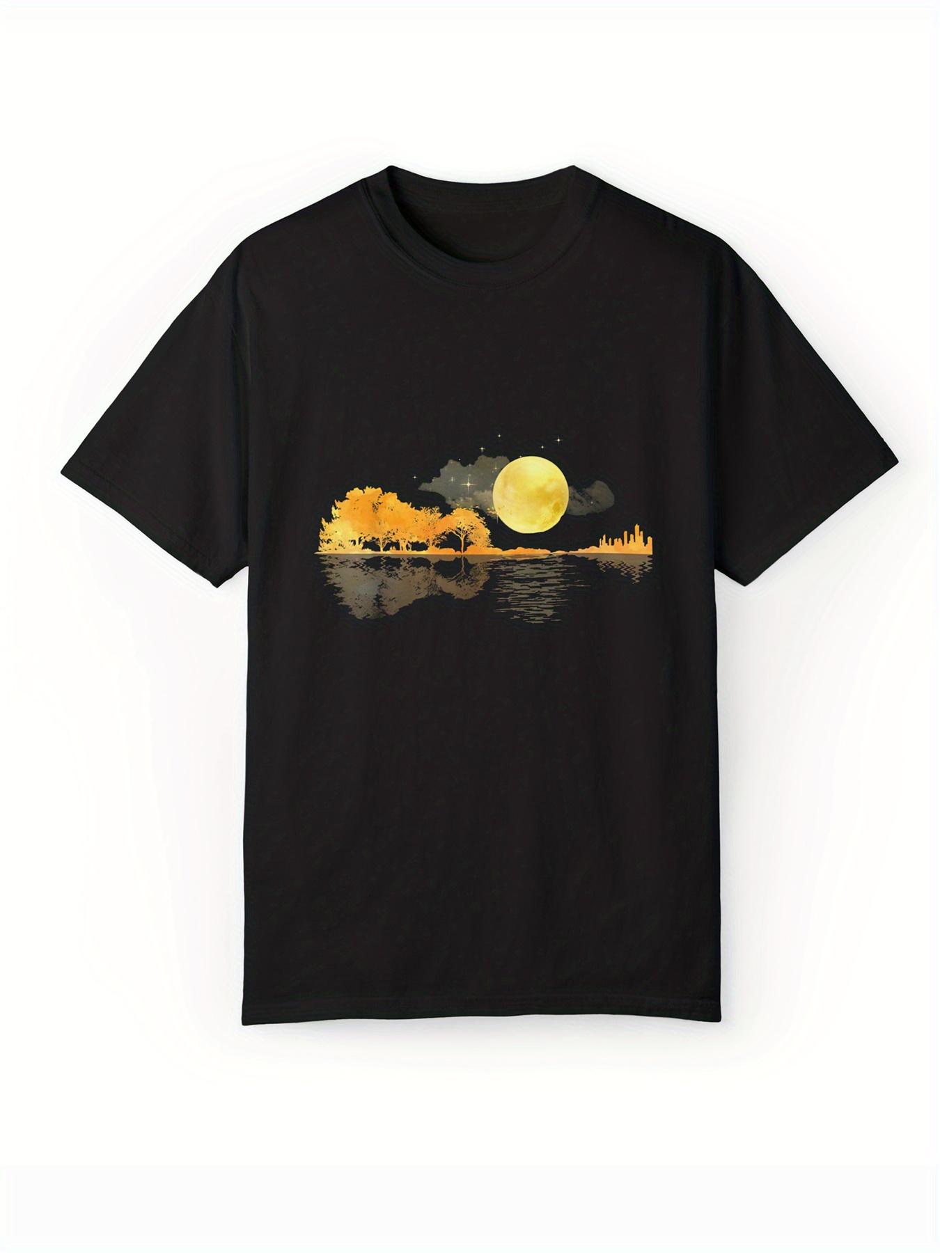Moon Pattern Cotton T-shirt S
