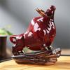 Ceramic Color-Changing Bull Tea Pet – Animal Ornament for Car, Office & Home Decor