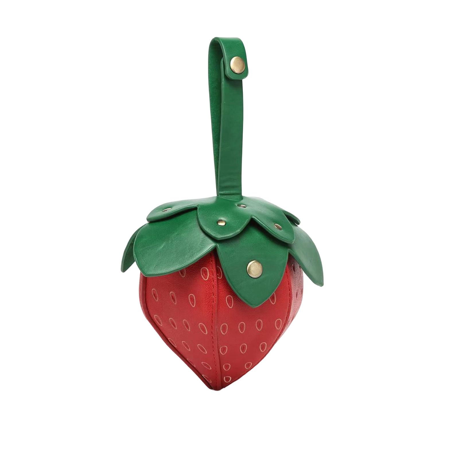 

3D сумка-клубника, Персонализированный кожаный кошелек-монетница в форме фрукта One Size