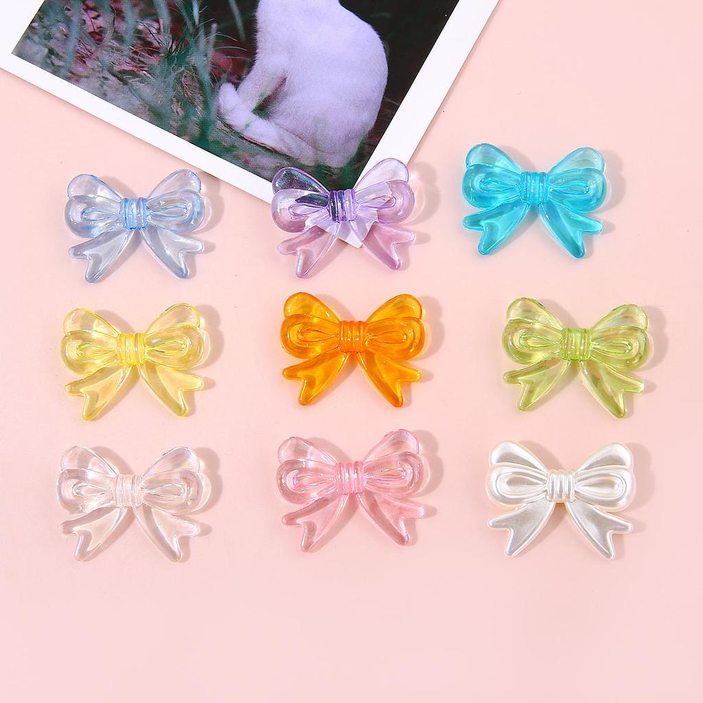 4Pcs 22*29mm Acrylic Magic Colors Bowknot Accessories For Jewelry Making DIY Charm Decoration