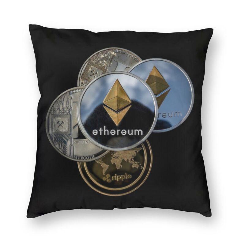 Bitcoin Cryptocurrency Square Throw Pillow Cover Decoration Print Ethereum Blockchain Btc Cryptocurrency Cushion Cover for Sofa