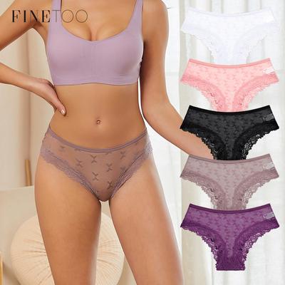 Calcinha de renda sem costura para mulheres Lingerie macia Lingerie macia e respirável Algodão Perspectiva confortável Roupa íntima