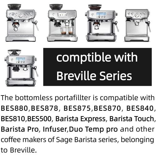 NEOUZA 54mm Single-Wall Non-Pressurized Espresso Basket, Compatible with Breville 870/875/878/880 Coffee Makers, Stainless Steel (One Shot)