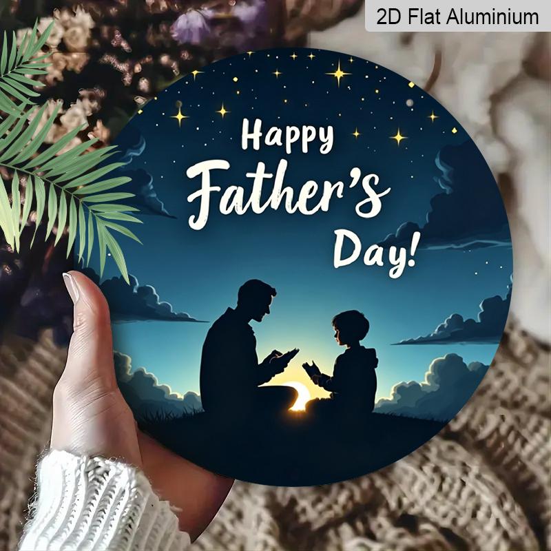 2D Flat, 1pc Father's Day Wall Sign - Aluminum Modern Decorative Art with "Happy Father's Day" Text, Waterproof & Durable, No Power Needed, Easy
