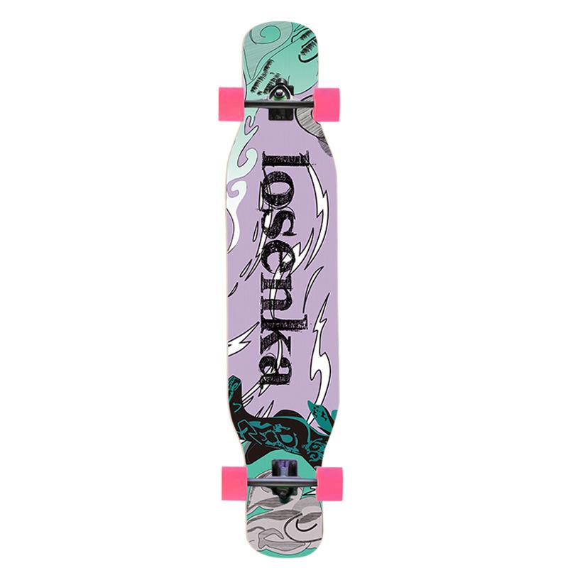 46IN Big Longboard Skateboard Boys Girls Beginners Adults Four-Wheel Street-Style Professional Double Rocker Maple Wood Dyed