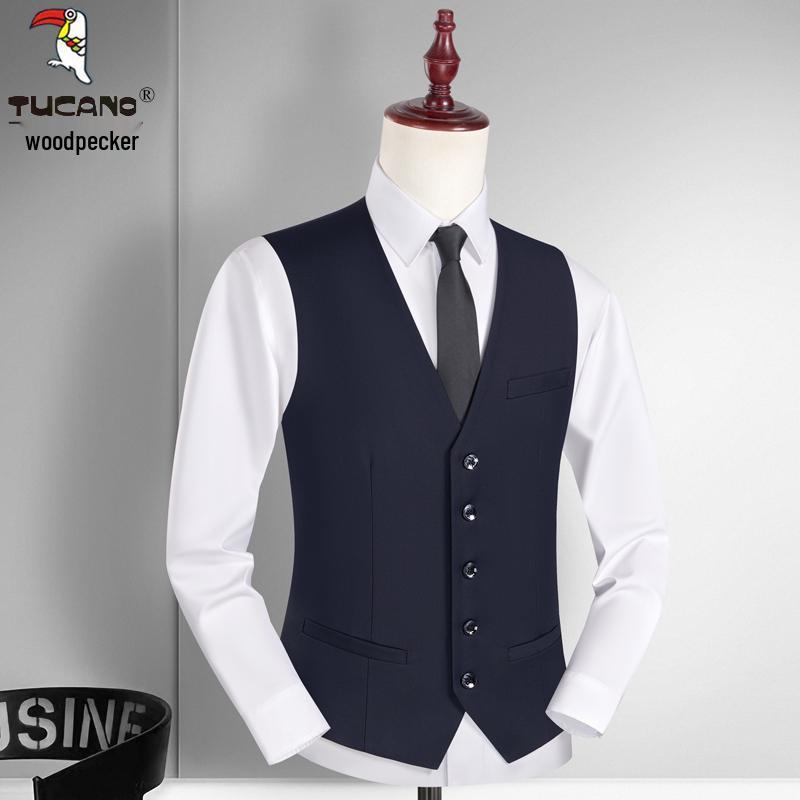 

Мужской формальный жилет приталенного кроя в корейском стиле: Жилет Woodpecker для бизнеса, подружек жениха и осенней носки. 3XL for 165-175 jin