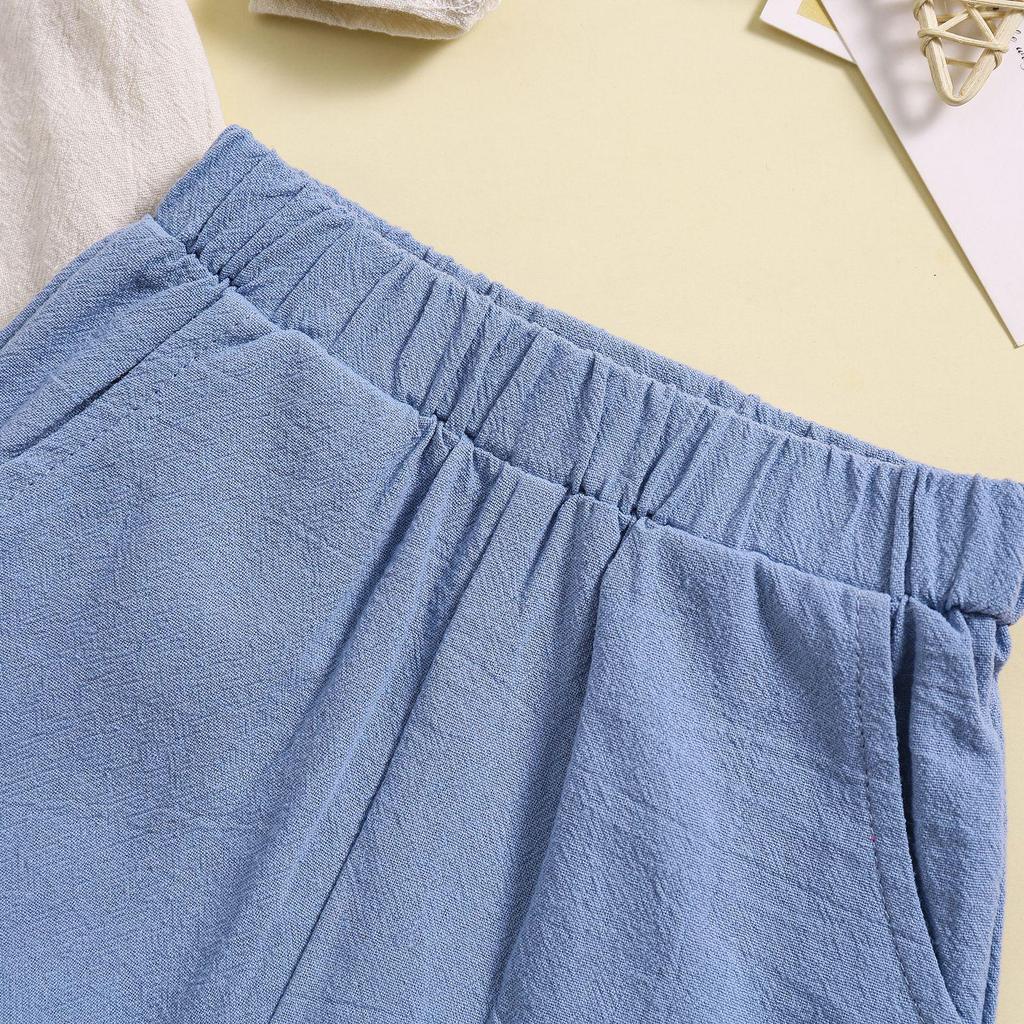 Kinder Y2K Mode Set: Kurzärmeliges Rundhals-Top & Roll-Up-Shorts für Jungen und Mädchen