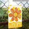 2D Flat, 1pc Colorful "Welcome" Flower Metal Wall Art Sign - 8*12 Inch Aluminium Boho Floral Decor, Polka Dot Orange Flower Plaque, Perfect for