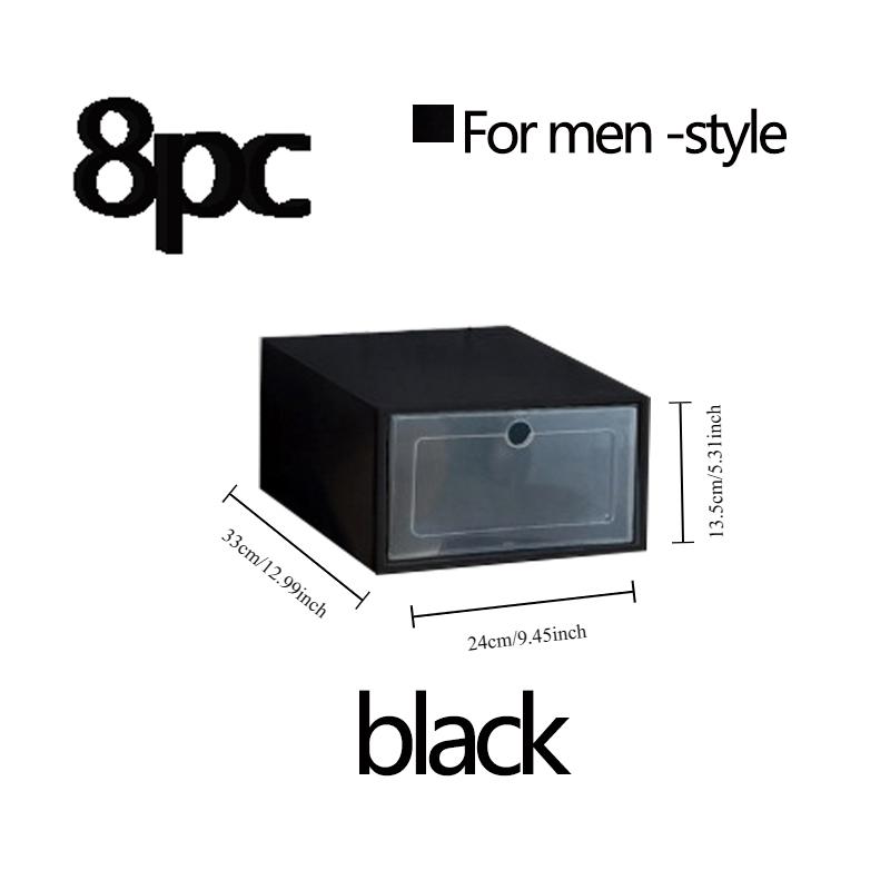 8 Pc Transparent Plastic Shoe Box, Dustproof and Moisture-proof, Home Storage, Simple Installation, Easy To Store and Move Avail
