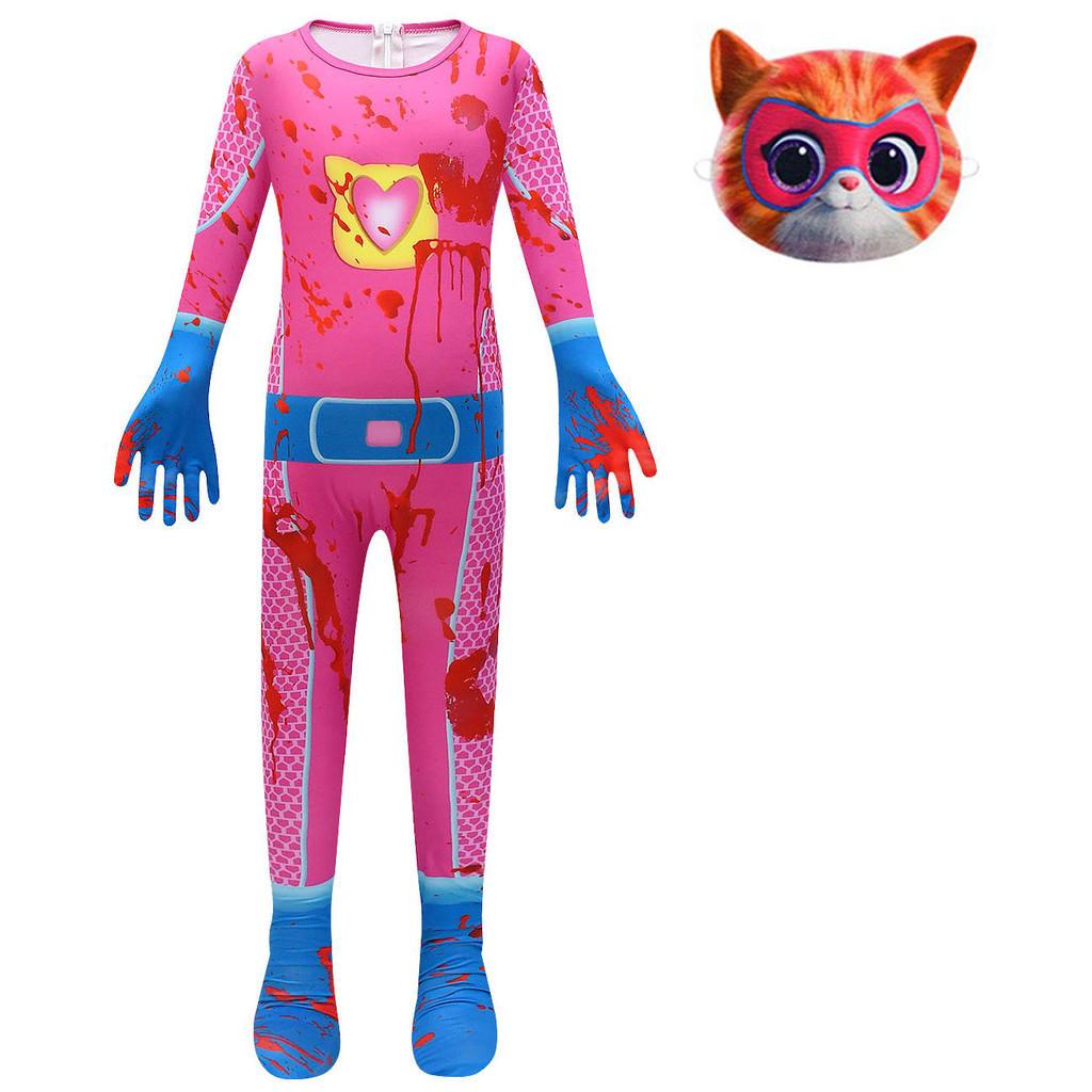 Superkitties Kids Onesie Costume With Soft Milk Silk Fabric Cartoon Style Purple Blue Pink Orange 100cm-150cm/43.3-59.05in