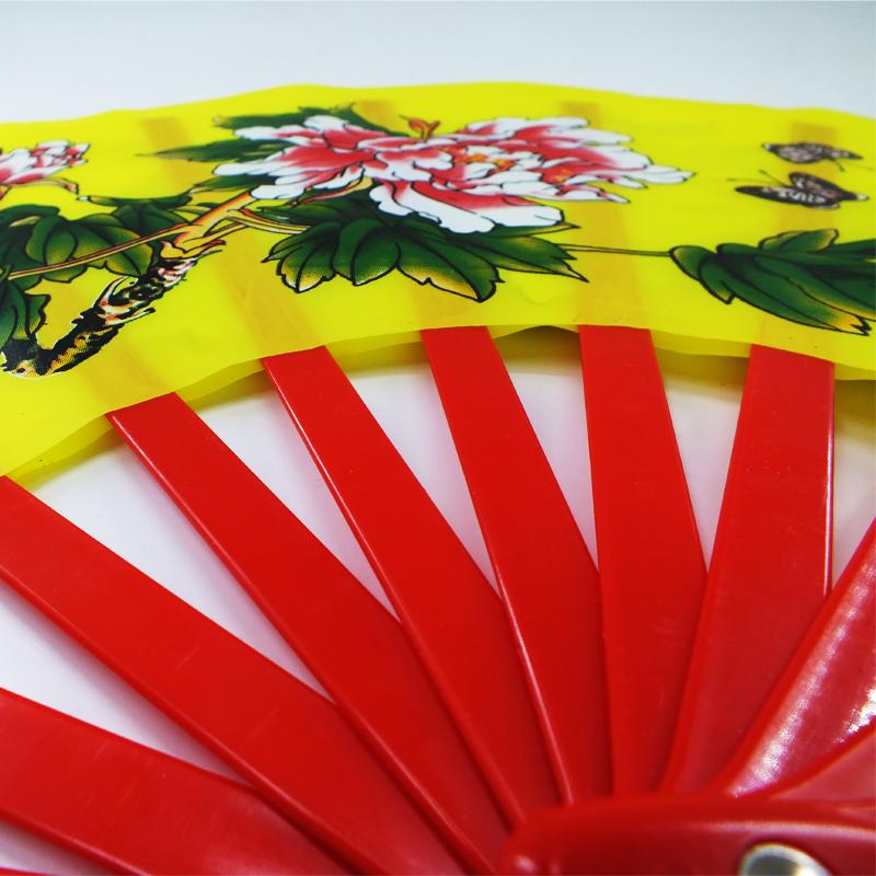 Double Sided Kung Fu Fan High-grade Chinese Style Performance Tai Chi Ring Fan Plastic Ribs Square Dance Fan Folding Hand Fan