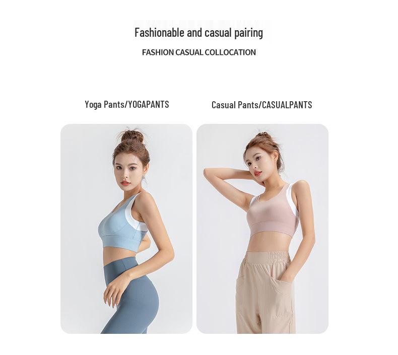 Plus Size Color Block Shockproof Two-Piece Sports Bra with Racerback and Fixed Chest Pad for Women