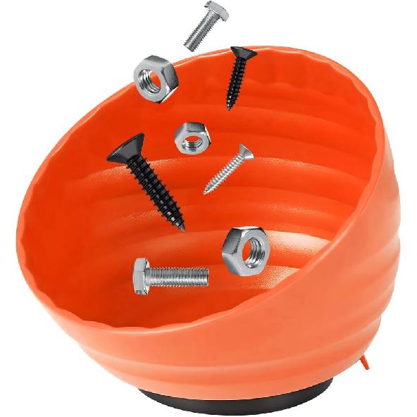 Magnetic Nut Cup, Curved Magnetic Parts Tray Bolts Organizer Holds Up to 5 Pounds, Multi-Use Nuts Screws Bowl Small Parts Tray Attaches to Metal