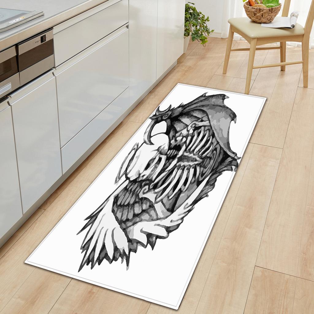 Skeleton Household Door Mat Bathroom Kitchen Absorbent Floor Mat Bedroom Living Room Non-Slip Carpet