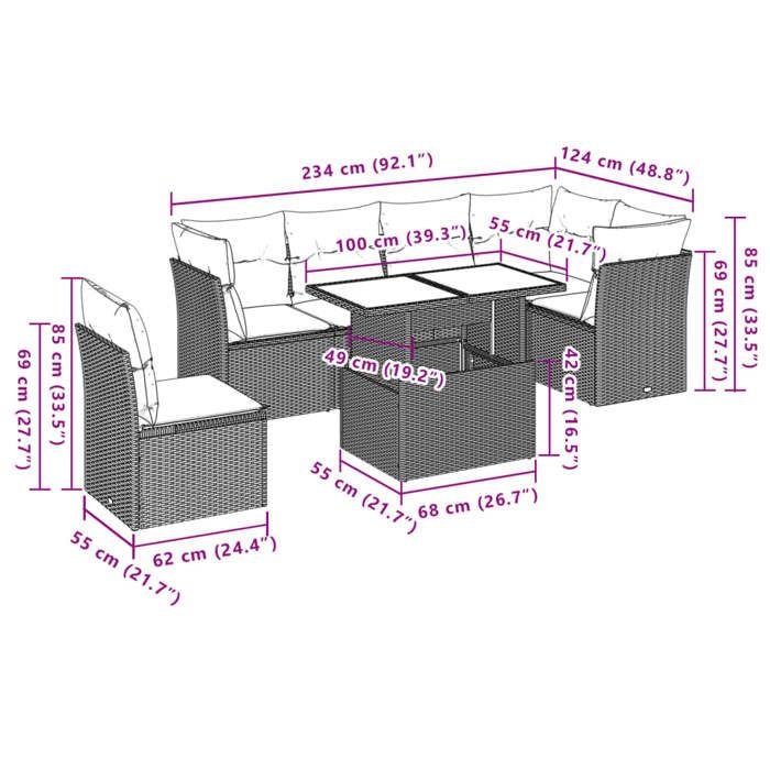 VidaXL Garden Furniture Set with Cushions 9 Pcs Brown Wicker 3266733