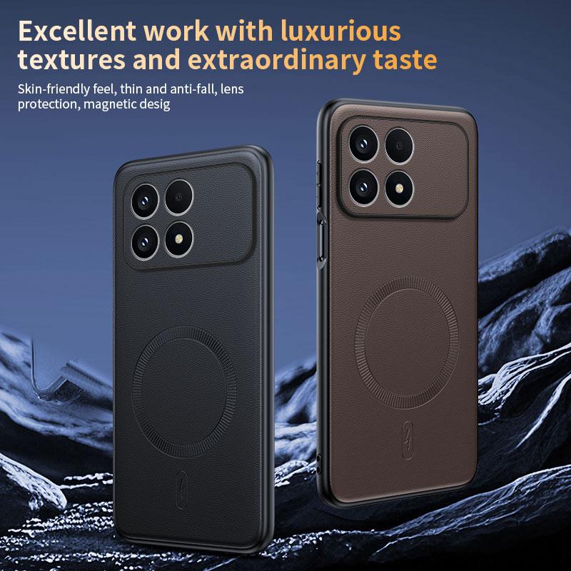 For Xiaomi POCO F8 Ultra F8 Pro 5G Case Magnetic For MagSafe Luxury Silicone PU Leather Back Cover Shockproof Bumper