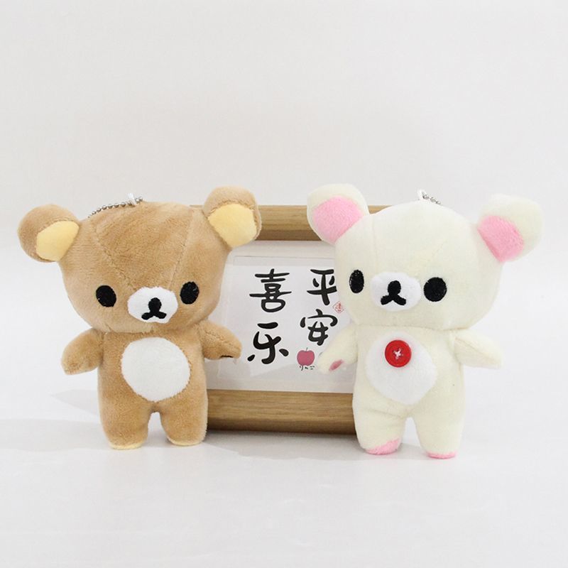 10cm Rilakkuma Bär Plüsch Schlüsselanhänger Niedlich Kawaii Tasche Anhänger Schlüsselring Rucksack Anhänger Puppe Stofftier Weich Geburtstag Schlüsselanhänger Geschenk Spielzeug