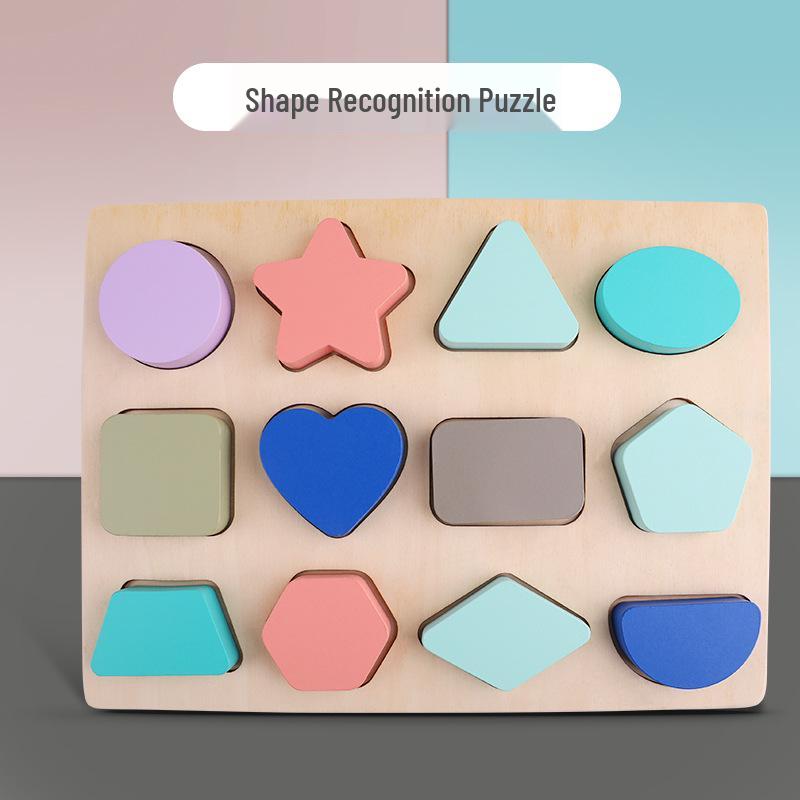Dětská vzdělávací dřevěná puzzle deska pro písmena, čísla a tvary