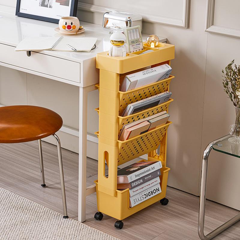 Mobile Bookshelf Classroom Desk & Magazine Trolley - Student Dorm Storage Organizer