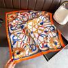 Luxury Vintage Printed Silk Like Square Scarf For Women