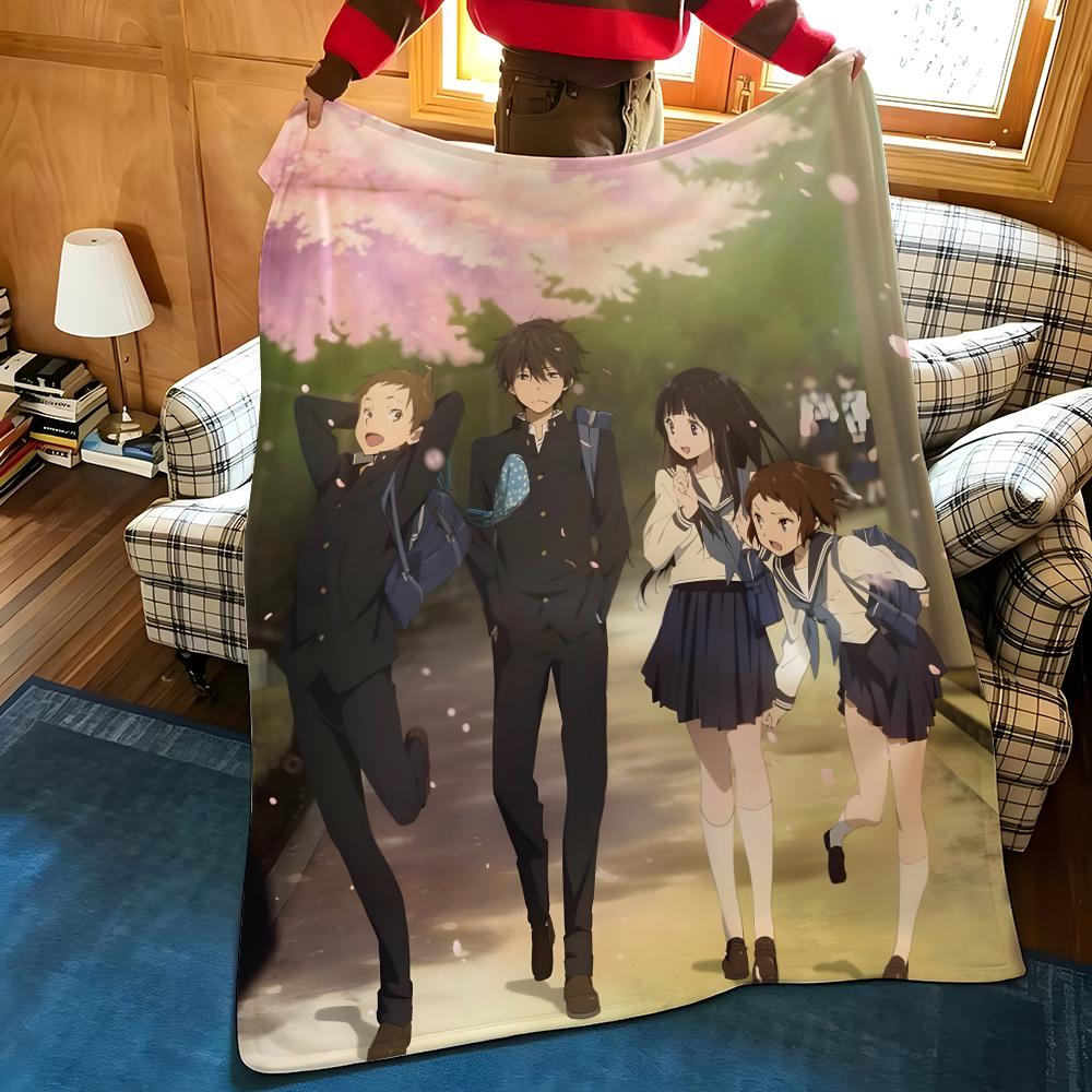 Anime H-Hyouka Throw Flannel Cozy Print Blanket, Portable, Durable Machine Washable Cute Cool