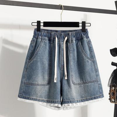 DIMANAF Grande Taille 2025 Femmes Jeans Shorts Pantalons Été Ample Basique Taille Haute Trou Pantalons Taille Élastique