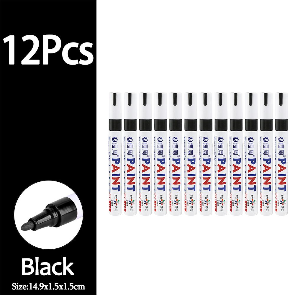 1/3/6/12Pcs Colorful Permanent Paint Marker Waterproof White Markers Tire Tread Rubber Fabric Paint Metal Paint Marker Pens