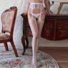 European & American Sexy Jacquard Fishnet Stockings with Garter, Large Size for Women