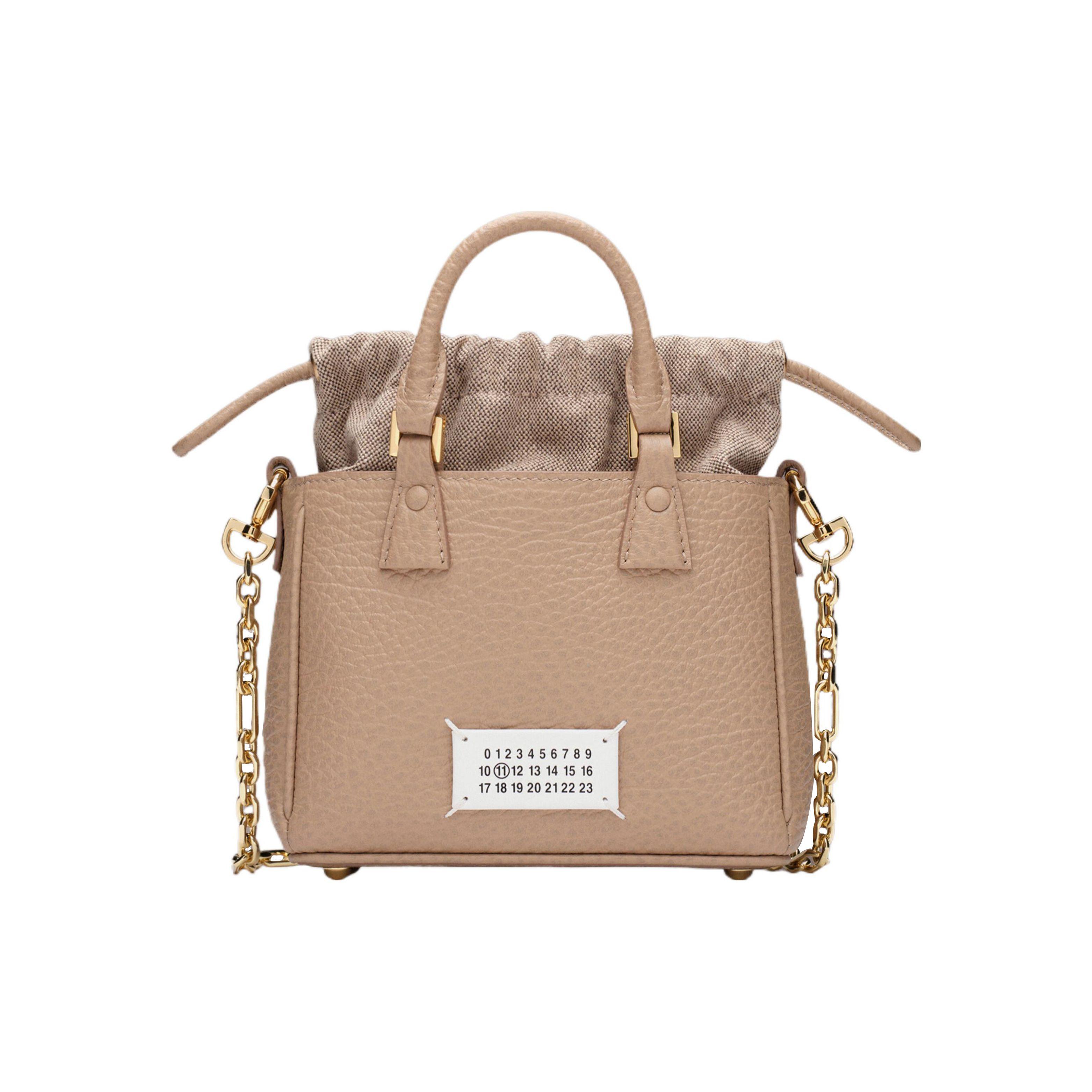

Maison Margiela 5Ac Horizontal Drawstring Closure Grain Leather Shoulder Crossbody Handbag Women handbags Pink Brown SB1WG0046P4348T2070 Basic Set (Bag+Dust Bag)