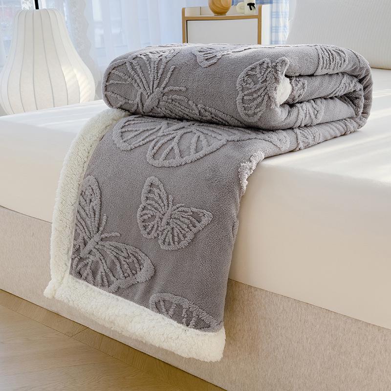 Plush Lambswool Butterfly Flower Multifunction Blanket