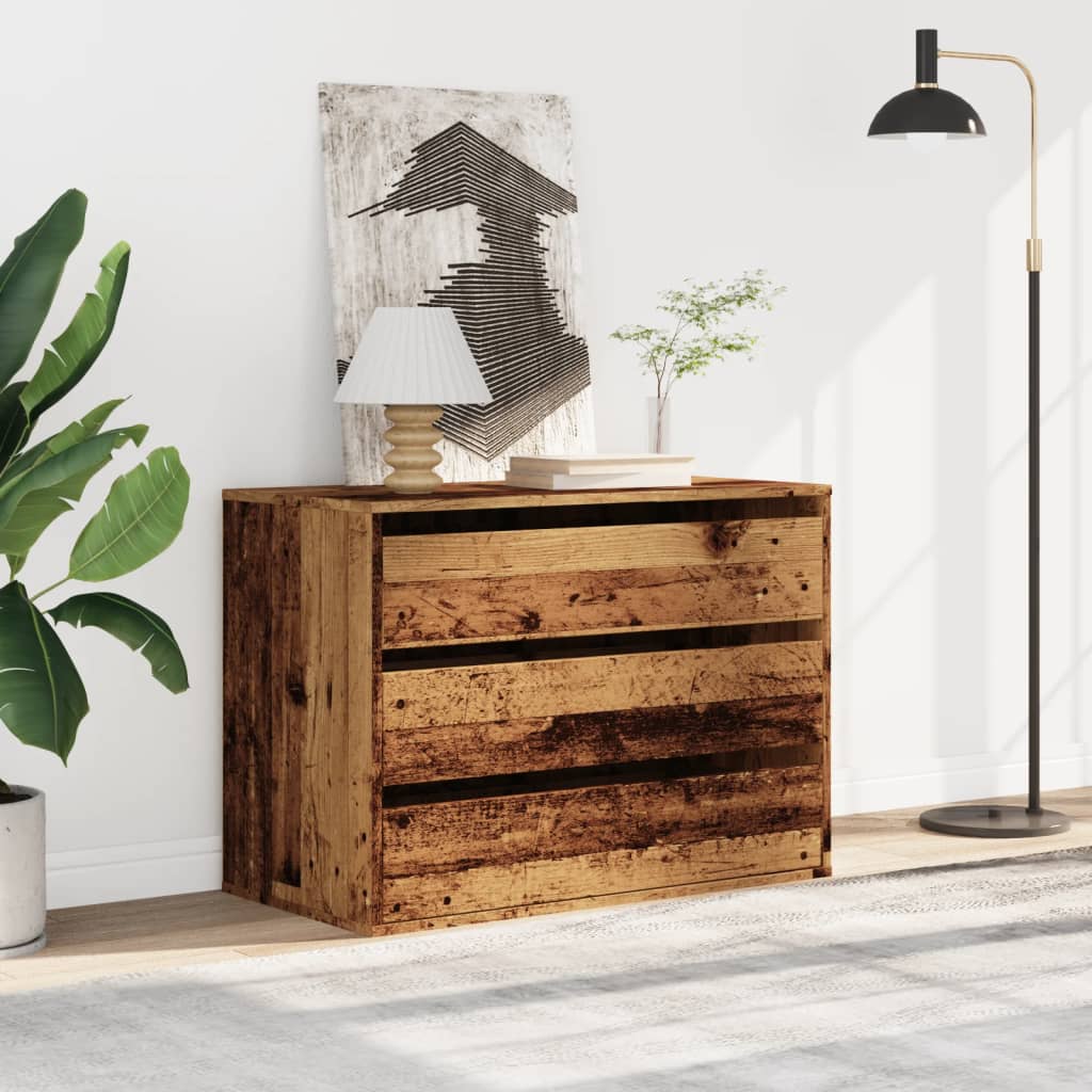 Vintage Wood Effect Chest of Drawers 31.5 X 16.1 X 22.8 In (L X W X H) Engineered Wood