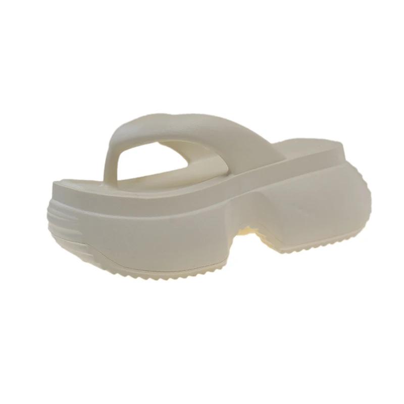 

Новые женские шлепанцы с перемычкой для пальца, на платформе, с квадратным носком, вьетнамки, летняя повседневная обувь, противоскользящие, удобные, zapatillas de mujer 40 белый
