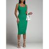 Summer Base Skirt Solid Sleeveless U Collar Sunken Stripe Dress Sleeveless Hip Pit Dress