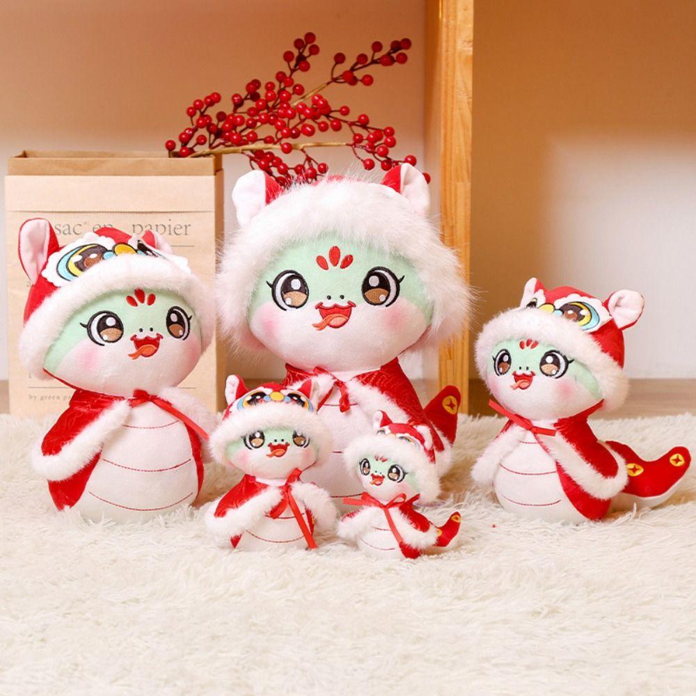 Funny Lucky Snake Plush Doll Big Eyes Stuffed Animal Doll Adorable Snake Year Plush Toy  Home Decor