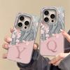 Case For iPhone 16 Pro Max 15 13 14 Plus 5G Phone Cover A-Z Letter Pink Flowers For iPhone 17 Air Shockproof Couple Hard Back