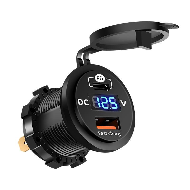 Car Charger with Independent Switch, Fast Charging QC 3.0 PD+USB for Cross-Border & Modified Vehicles