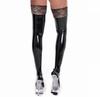Sexy Damen Spitzen PU Hohe Strümpfe PVC Kunstlatex Leder Club Tanz Bühne Dienstmädchen Kleidung Moto Biker Overknee Strümpfe Große Größen