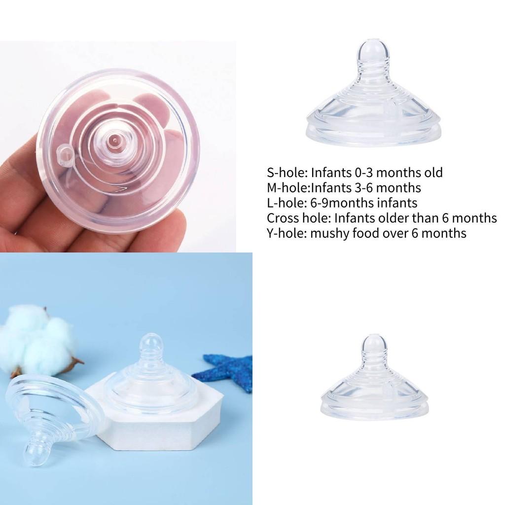 Food Grade Silicone Baby Bottle Nipple Wide Neck Clear Medium