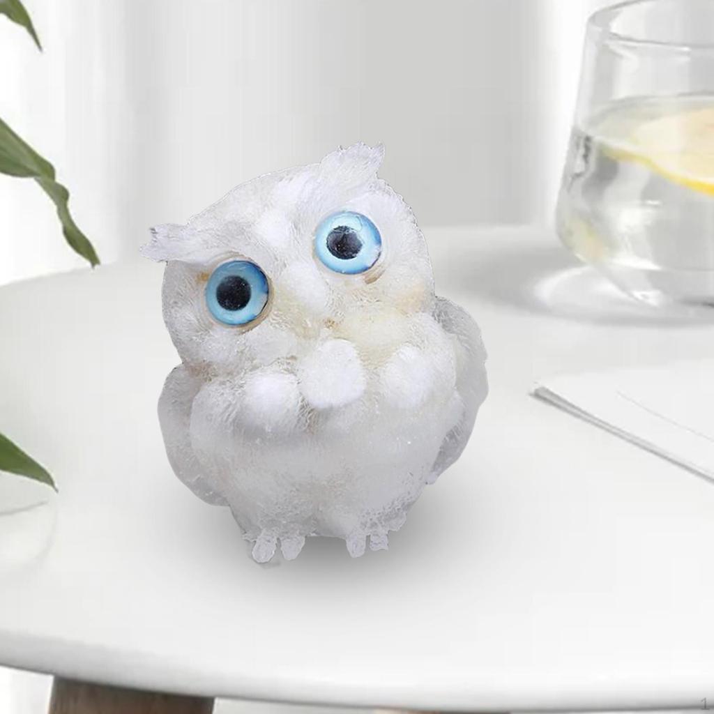 3D Owl Statue Collection Miniature Decor Crystal Decoration for Tabletop Office Bookshelf