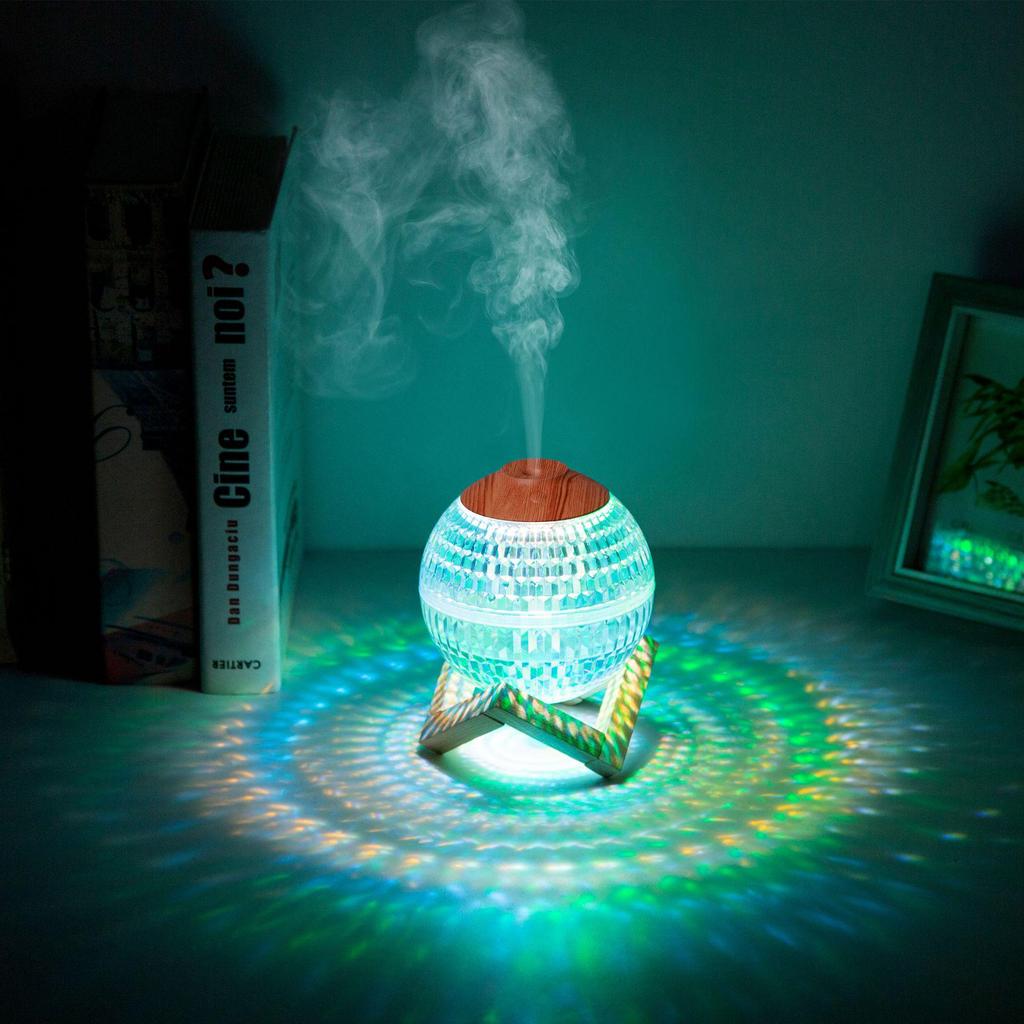 Umidificatore a Sfera di Cristallo con Luce LED Colorata – Nebbia Silenziosa per Casa e Camera da Letto