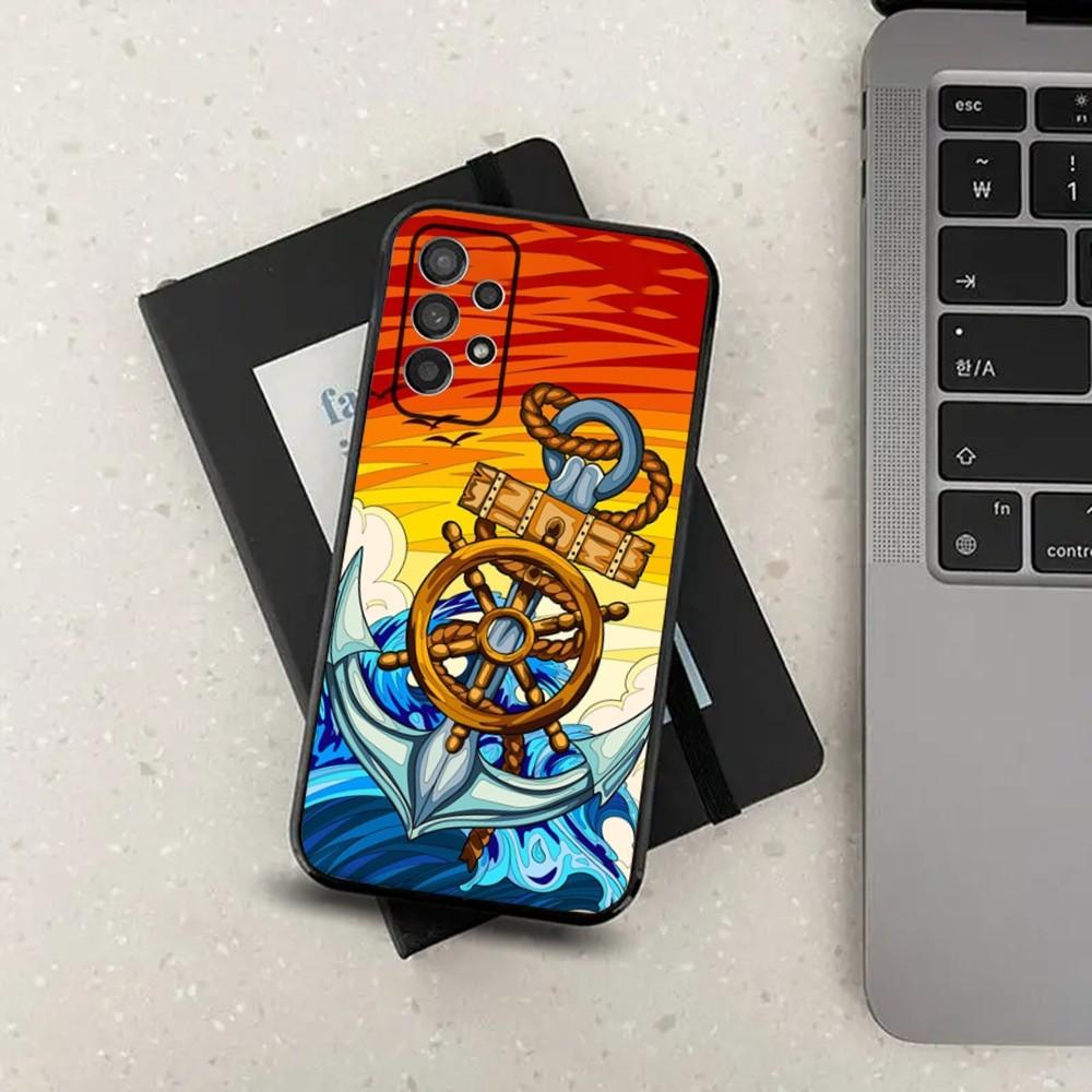 Anchor Sailing Phone Case For Samsung S24,S21,S22,S23,S30,Ultra,S20,Plus,Fe,Lite,Note,10,9,5G Black Soft Cover