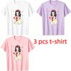 Fun Anime Cartoon Girl Print Kids T-Shirts Summer Fashion Street Outdoor Casual T-shirt Tops for Boy and Girl's Tees Top