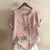 Women's Fashion Feather Letters Prined Short Sleeve T-shirt Loose Cotton Shirt Casual Loose Summer Blouse Tops Plus Size